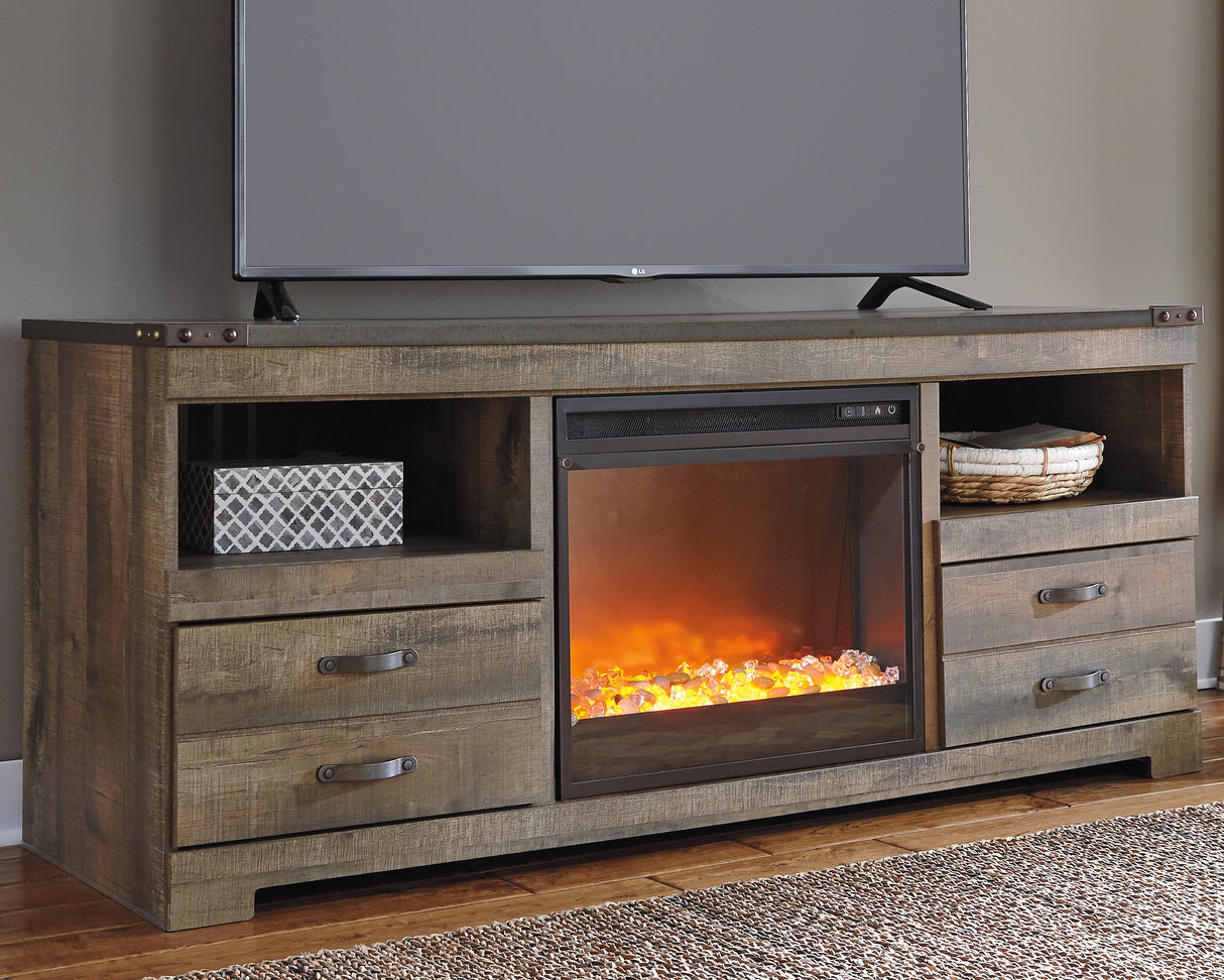 Furniture City Slidell - Ashley Furniture - Trinell 63" TV Stand with Electric Fireplace - 63" TV Stand with Electric Fireplace / Brown - W446W5