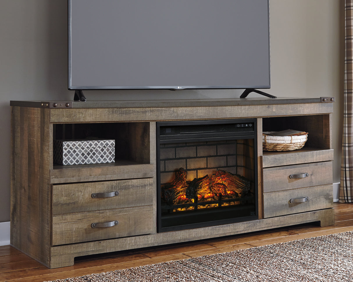 Furniture City Slidell - Ashley Furniture - Trinell 63" TV Stand with Electric Fireplace - 63" TV Stand with Electric Fireplace / Brown - W446W9