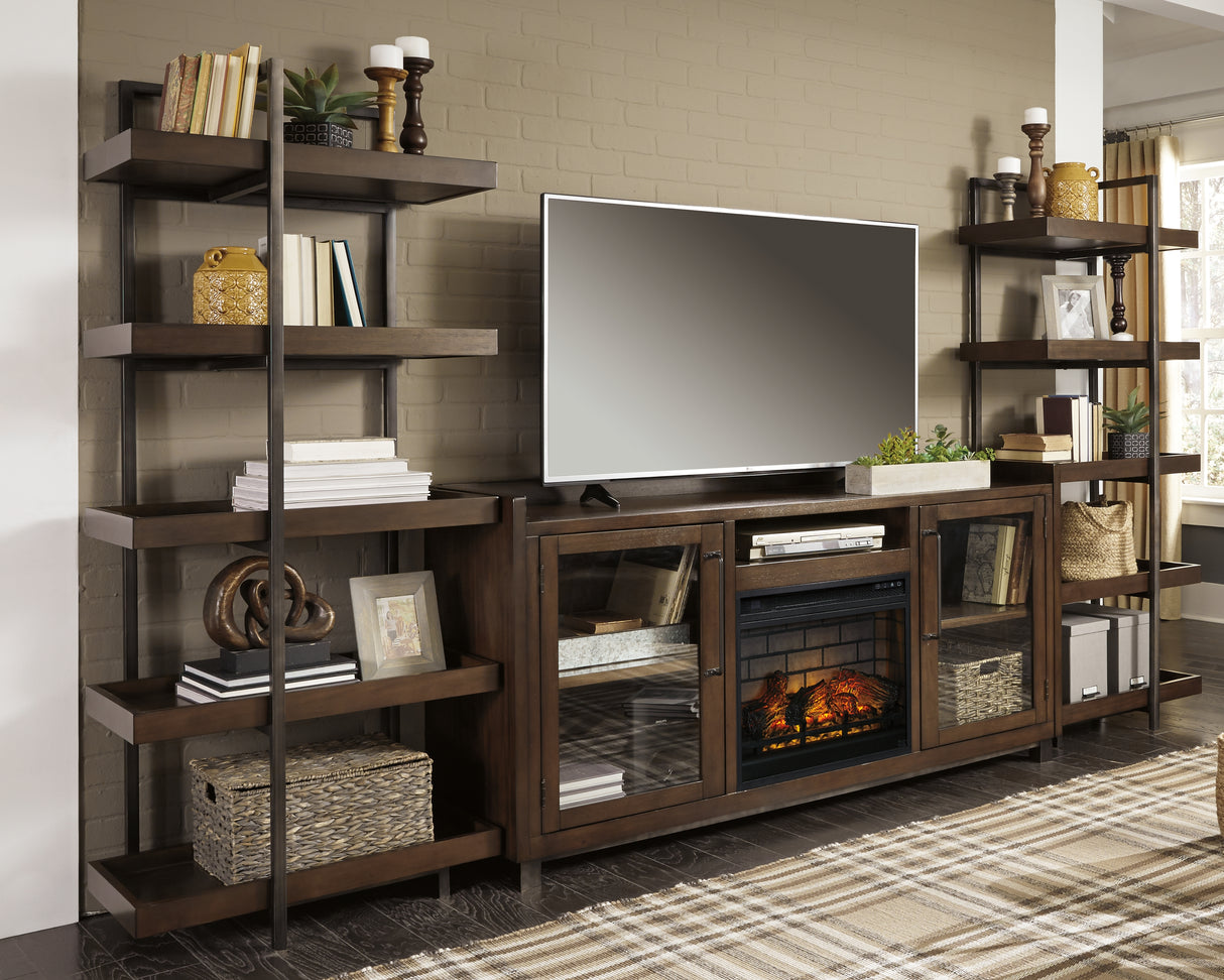 Furniture City Slidell - Ashley Furniture - Starmore 3-Piece Wall Unit with Electric Fireplace - 3-Piece Wall Unit with Electric Fireplace / Brown/Gunmetal - W633W6