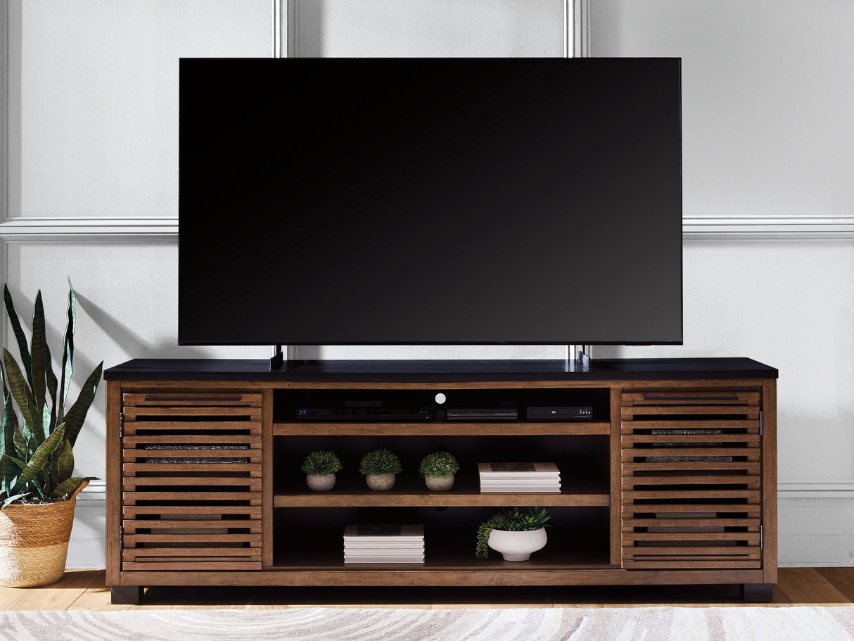 Furniture City Slidell - Ashley Furniture - Kallari 84" TV Stand - 84" / Warm Brown/Black - W737-78