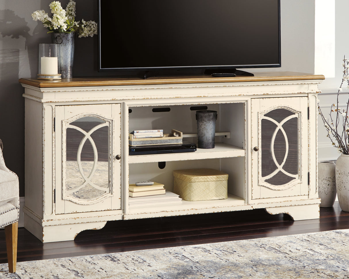 Furniture City Slidell - Ashley Furniture - Realyn 74" TV Stand - 74" / Chipped White - W743-68