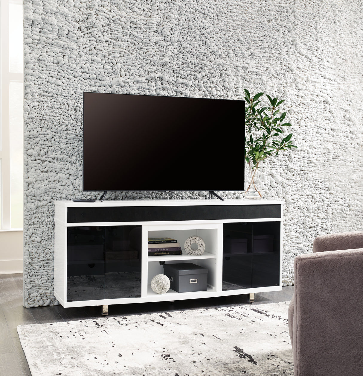 Furniture City Slidell - Ashley Furniture - Gardoni 72" TV Stand - 72" / White/Black - W756-68