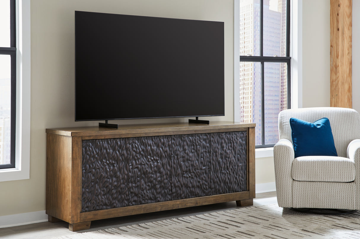 Furniture City Slidell - Ashley Furniture - Rosswain 80" TV Stand - 80" / Warm Brown - W763-68