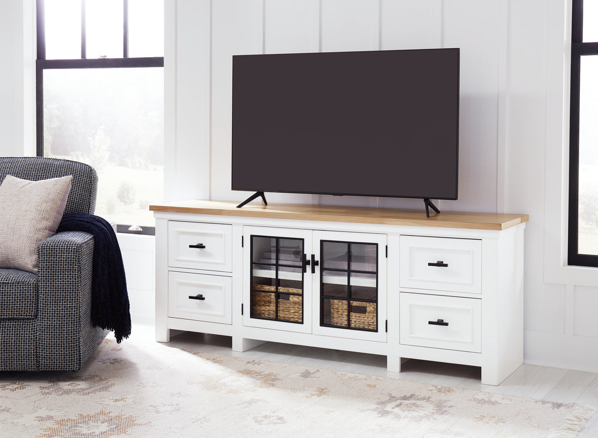Furniture City Slidell - Ashley Furniture - Ashbryn 74" TV Stand - 74" / White/Natural - W844-68