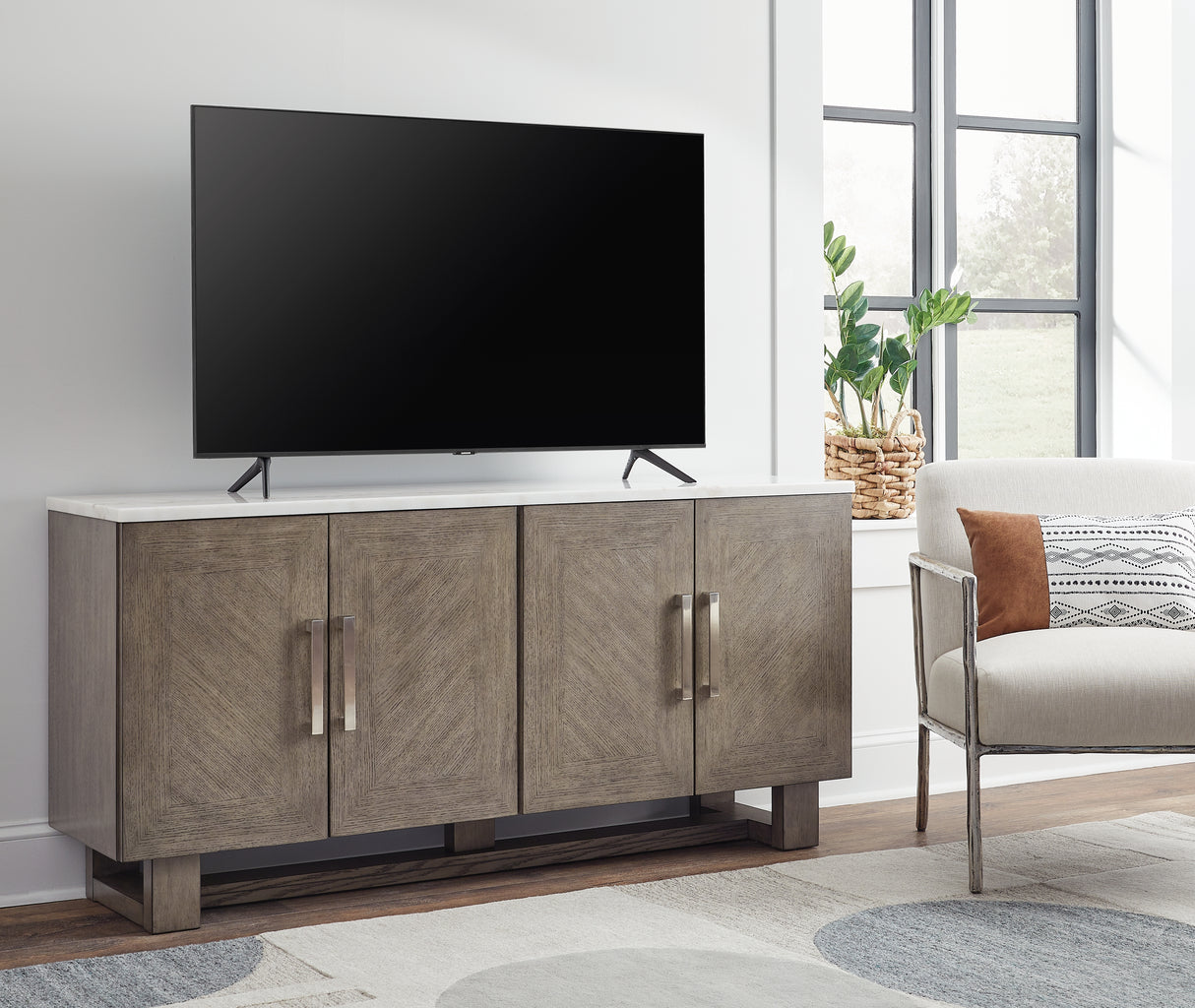 Furniture City Slidell - Ashley Furniture - Loyaska 68" TV Stand - 68" / Grayish Brown/White - W854-68