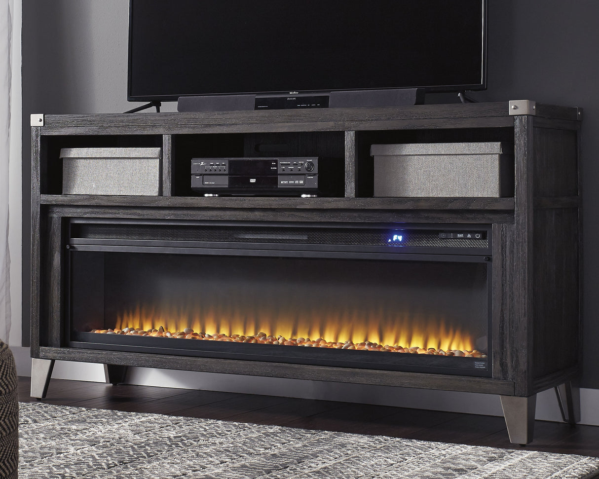Furniture City Slidell - Ashley Furniture - Todoe 65" TV Stand with Electric Fireplace - 65" TV Stand with Electric Fireplace / Gray - W901W1