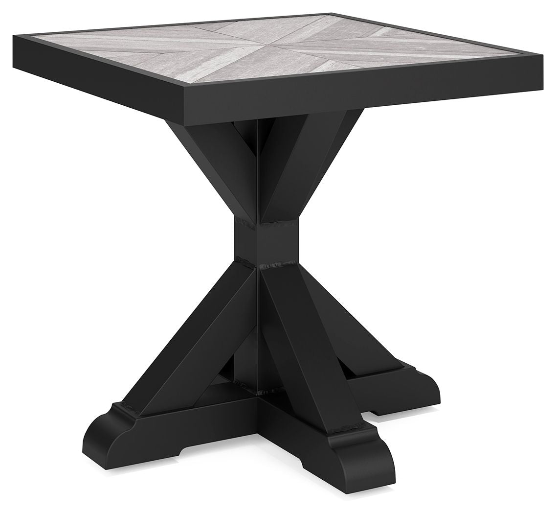 Beachcroft - Square End Table - Black / Light Gray