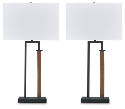 Voslen - Metal Table Lamp (Set of 2) - Black / Brown
