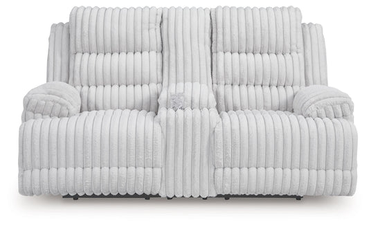 Rhines Falls - Double Reclining Power Loveseat With Console - Alloy