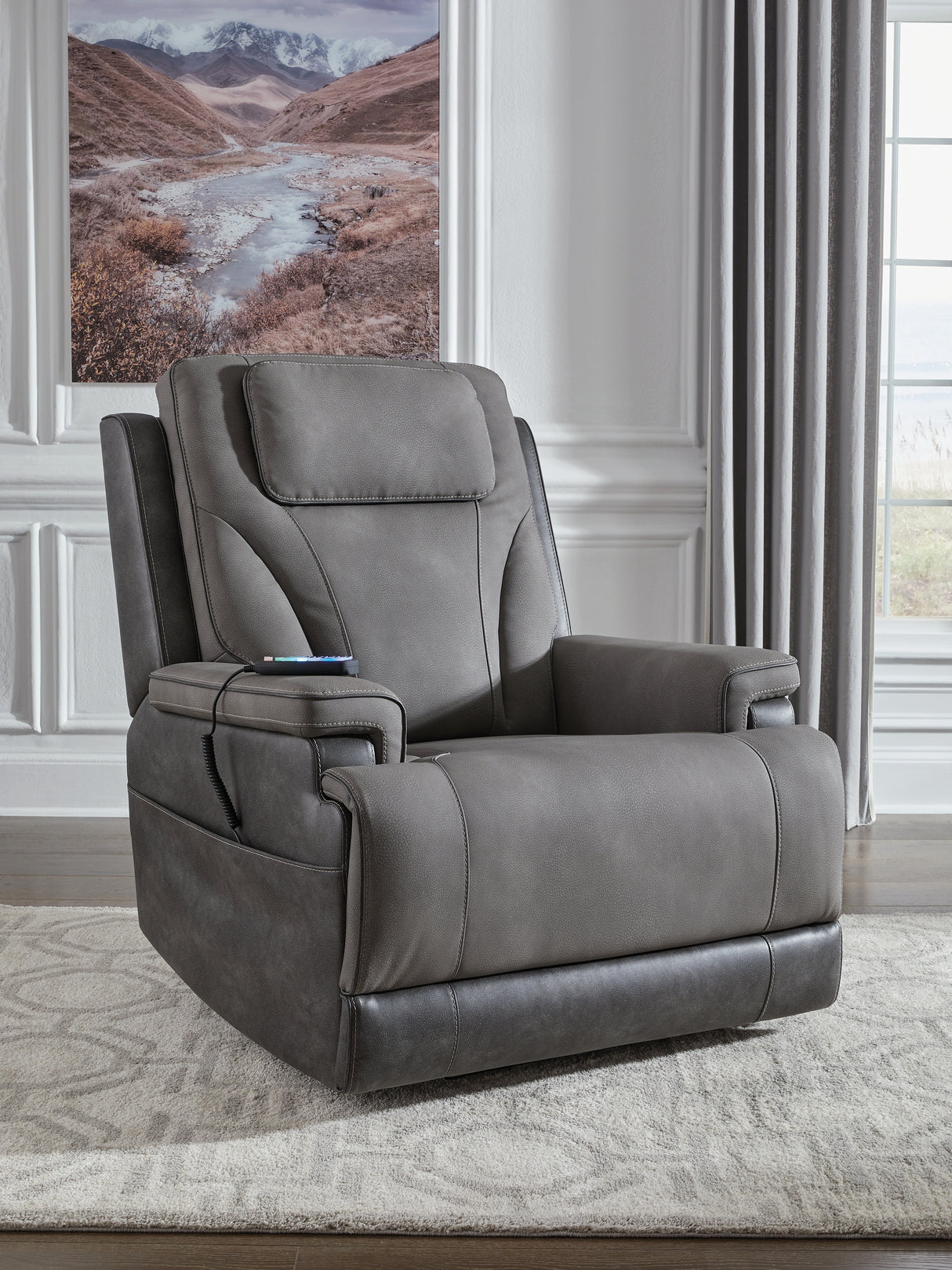 Furniture City Slidell - Ashley Furniture - 4Z-Peaceful Pause Living Room - Power Lift Recliner / Slate - PC1210412