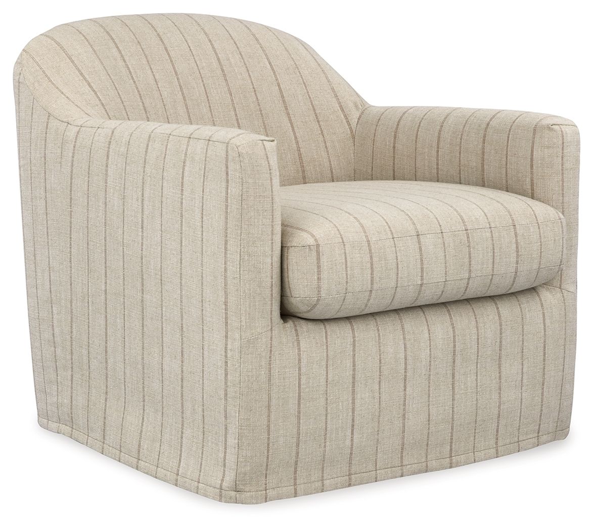 Valwick - Swivel Accent Chair - Cream / Brown