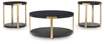 Shylore - Occasional Table Set (Set of 3) - Black / Brass Finish