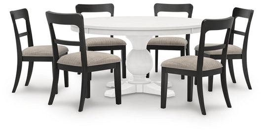 Greddinton - Round Dining Table Set - Black Chairs