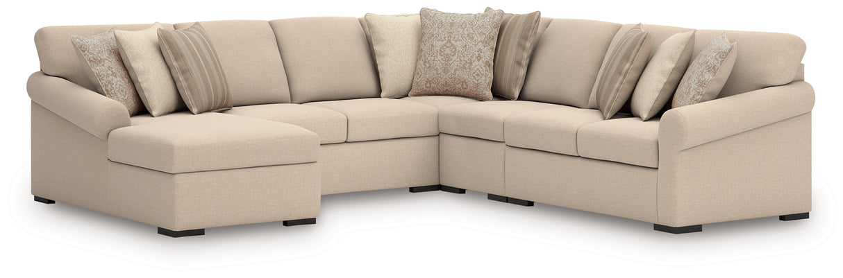 Furniture City Slidell - Ashley Furniture - LadyMae Sectional - RAF 4-Piece Sectional with Chaise / Twill - 59404S7