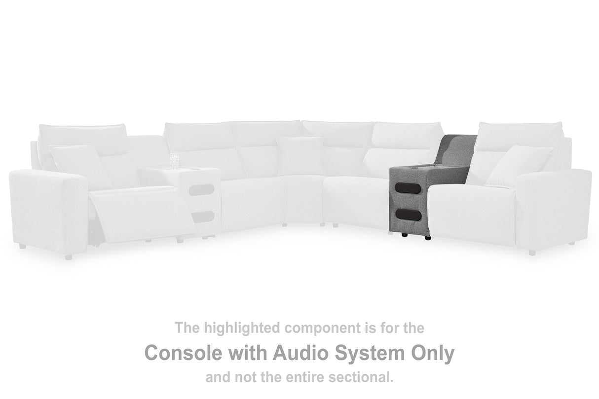 Furniture City Slidell - Ashley Furniture - ModMax II Sectional - Console with Audio System / Salt and Pepper - 6590660