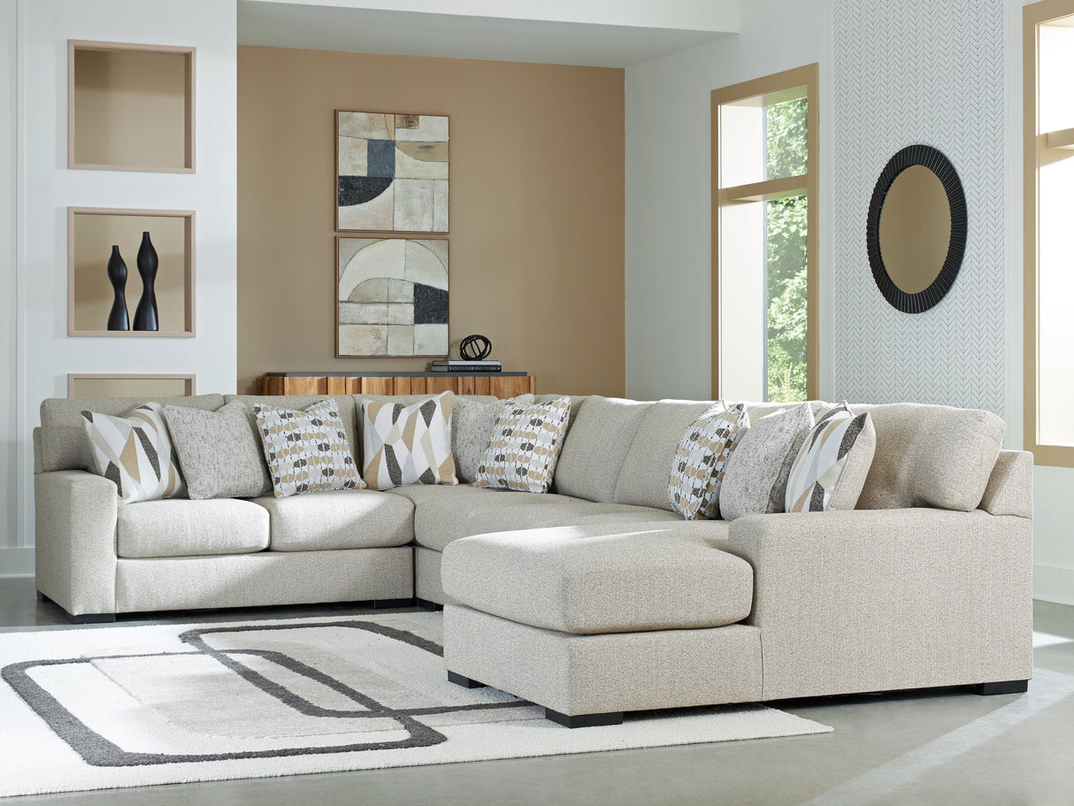 Furniture City Slidell - Ashley Furniture - Laurelgrove Sectional - RAF 5-Piece Sectional with Chaise / Pebble - 75105S12