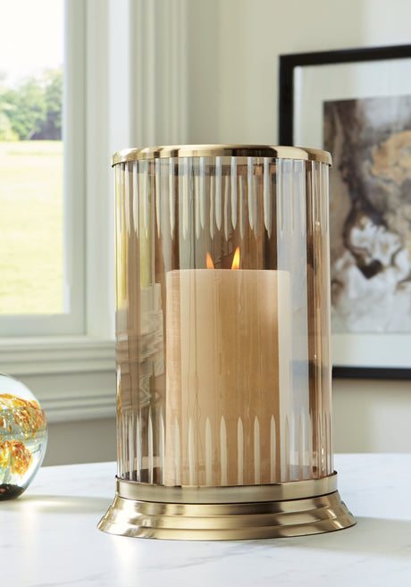 Furniture City Slidell - Ashley Furniture - Aavinson Candle Holder - Candle Holder / Amber/Gold Finish - A2000688