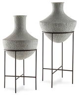 Furniture City Slidell - Ashley Furniture - Estonbank Vase - Vase Set / Distressed Cream - A2000747A1