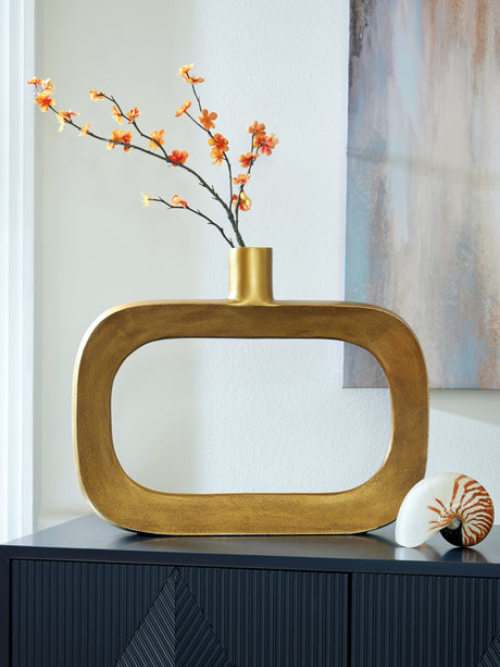 Furniture City Slidell - Ashley Furniture - Lawtonville Vase - Vase / Antique Gold Finish - A2000751