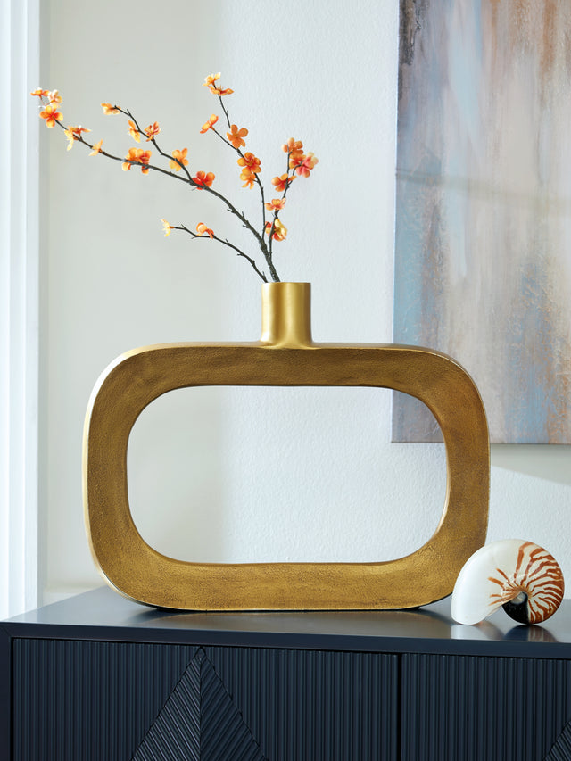 Furniture City Slidell - Ashley Furniture - Lawtonville Vase - Vase / Antique Gold Finish - A2000751