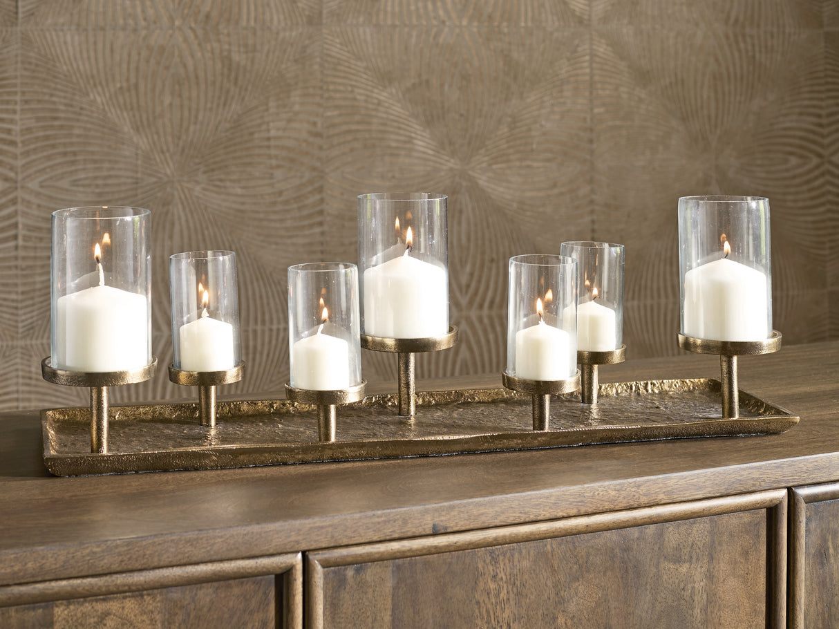 Furniture City Slidell - Ashley Furniture - Wallmond Candle Holder - Candle Holder / Antique Brass Finish - A2000820