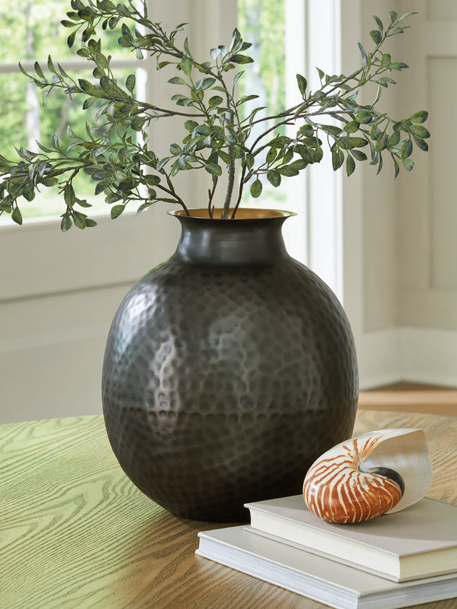 Furniture City Slidell - Ashley Furniture - Woody Vase - Vase / Pewter/Gold Finish - A2000844
