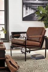 Furniture City Slidell - Ashley Furniture - Puckman Accent Chair - Accent Chair / Brown/Silver Finish - A3000193
