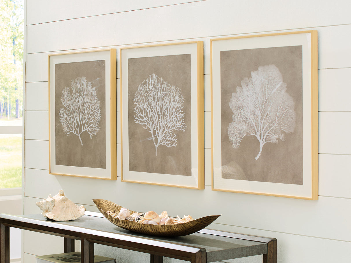 Furniture City Slidell - Ashley Furniture - Hendridge Wall Decor - Wall Art Set (3/CN) / Taupe/White - A8000486