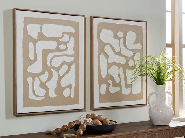 Furniture City Slidell - Ashley Furniture - Waldett Wall Decor - Wall Art Set (Set of 2) / Beige/White - A8000503