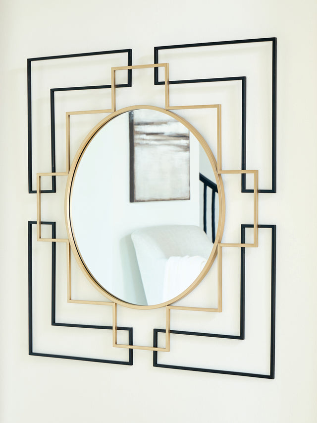 Furniture City Slidell - Ashley Furniture - Oceanal Mirror - Accent Mirror / Black/Gold Finish - A8010394