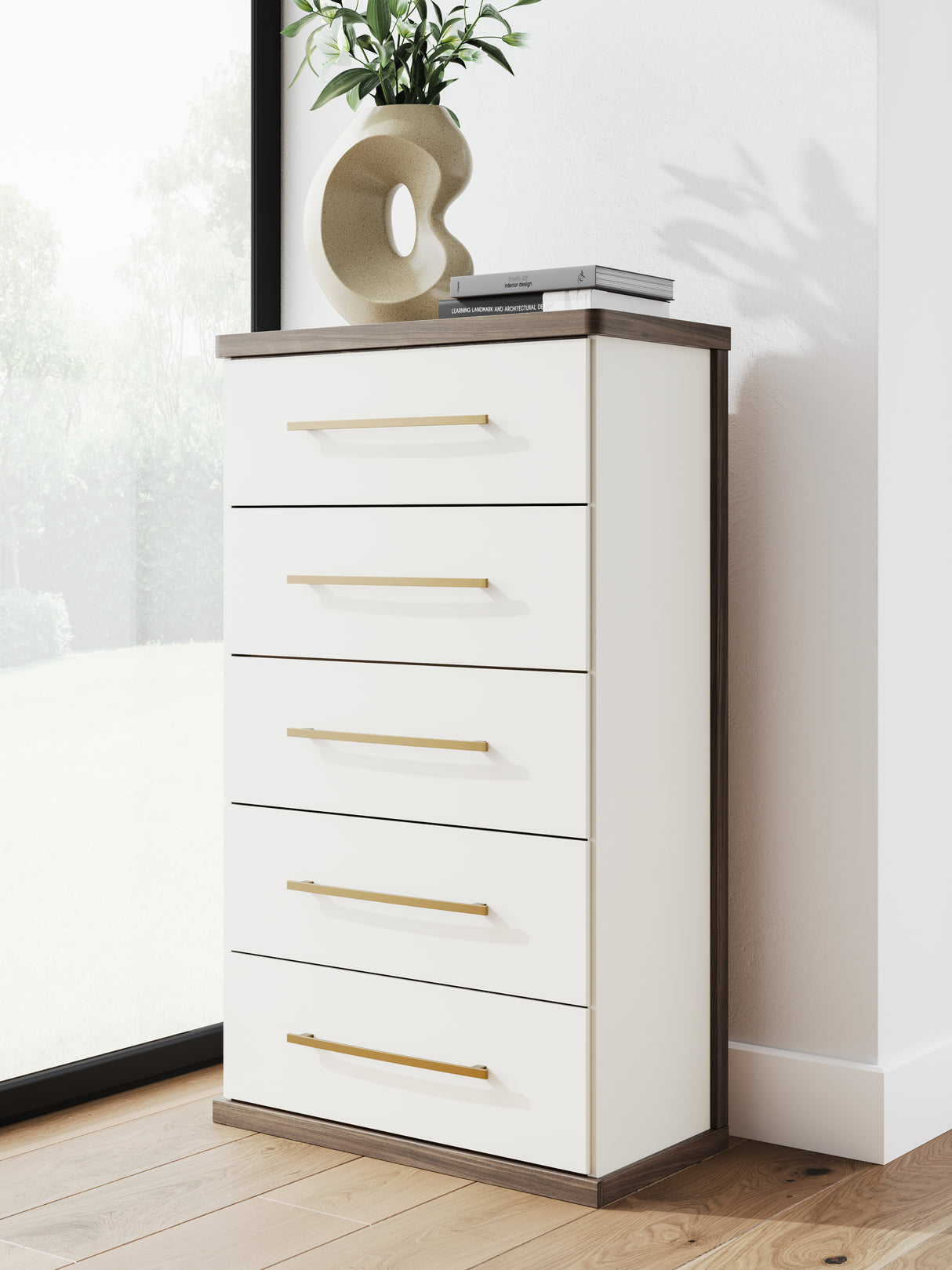 Furniture City Slidell - Ashley Furniture - Kendanport Bedroom - Five Drawer Chest / Brown/White - PCB1108-46