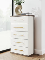 Furniture City Slidell - Ashley Furniture - Kendanport Bedroom - Five Drawer Chest / Brown/White - PCB1108-46