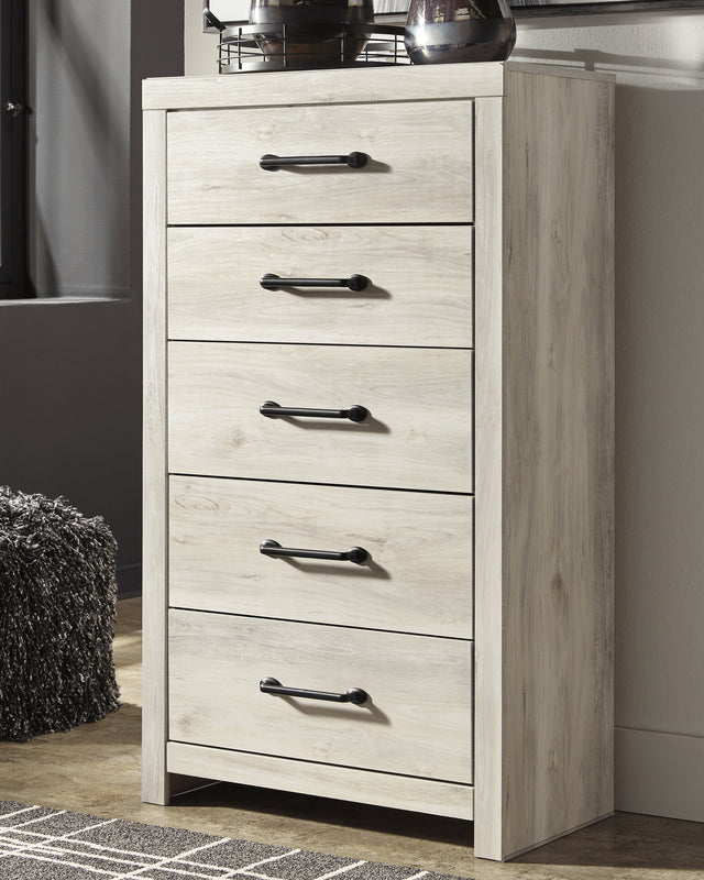 Furniture City Slidell - Ashley Furniture - Cambeck Bedroom - Five Drawer Chest / Whitewash - B192-46