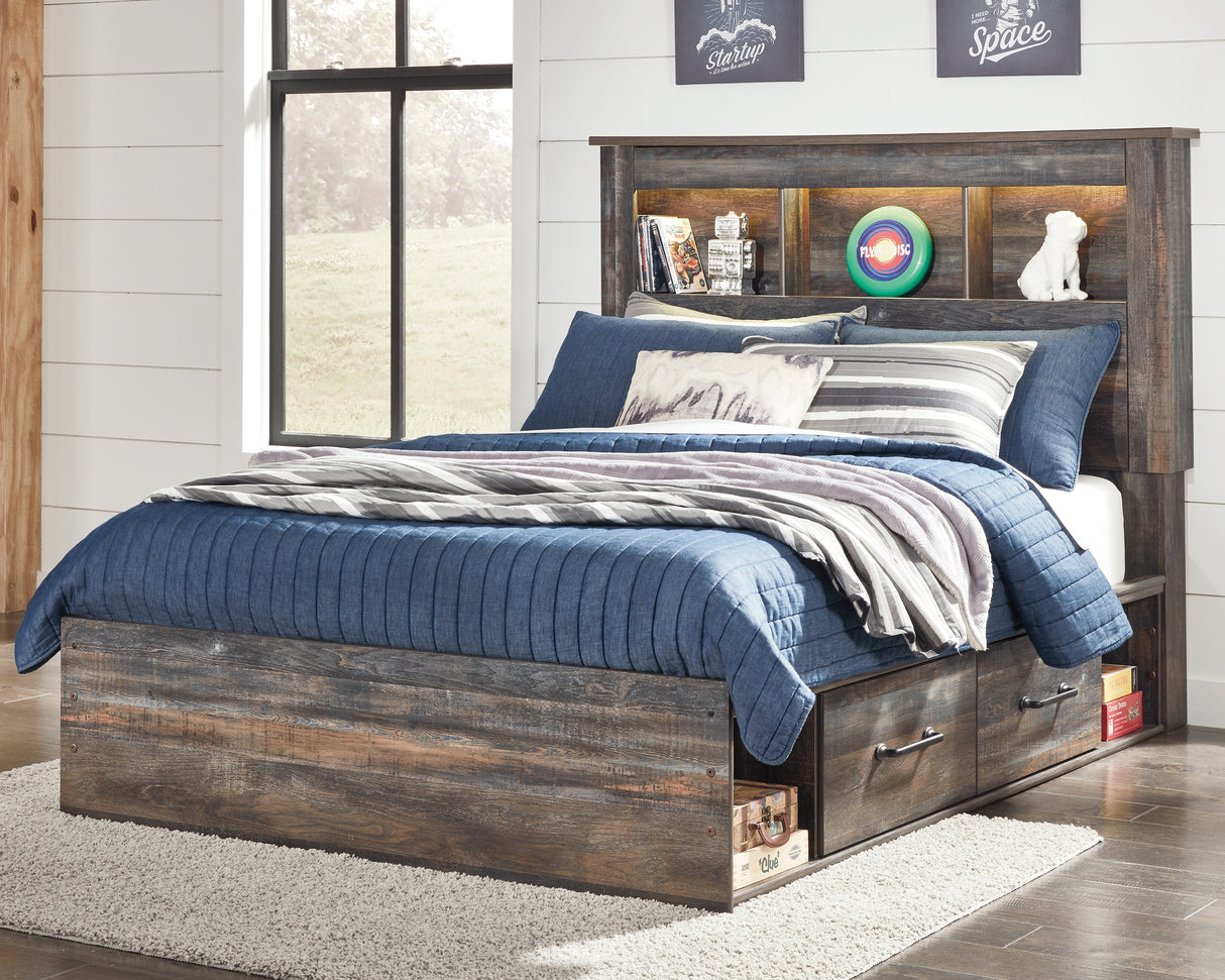 Furniture City Slidell - Ashley Furniture - Drystan Bedroom - Full Bookcase Bed with 4 Storage Drawers / Multi - B211B45