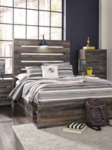Furniture City Slidell - Ashley Furniture - Drystan Bedroom - Full Panel Bed with 2 Storage Drawers / Multi - B211B9