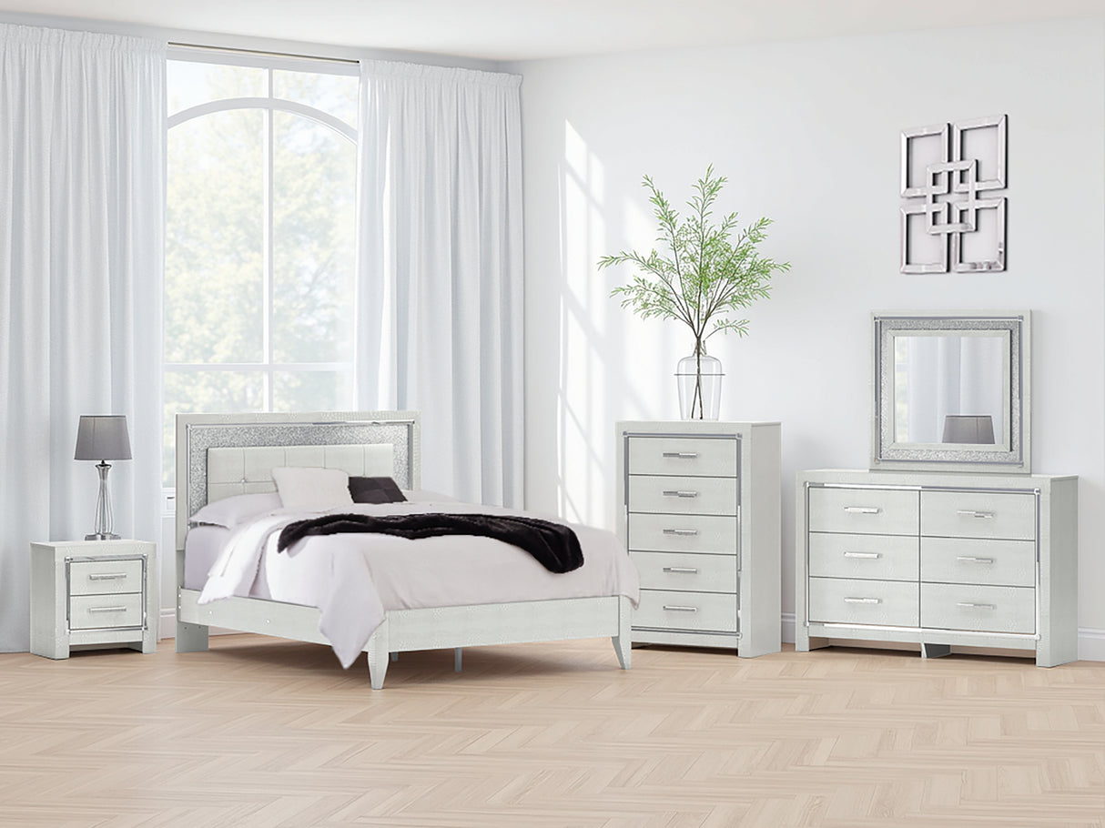 Furniture City Slidell - Ashley Furniture - Zyniden Bedroom - Queen Upholstered Panel Bed / Silver - B2114B2