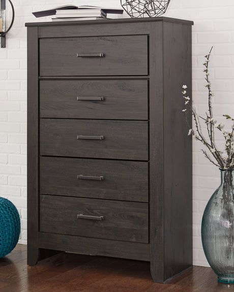 Furniture City Slidell - Ashley Furniture - Brinxton Bedroom - Five Drawer Chest / Charcoal - B249-46