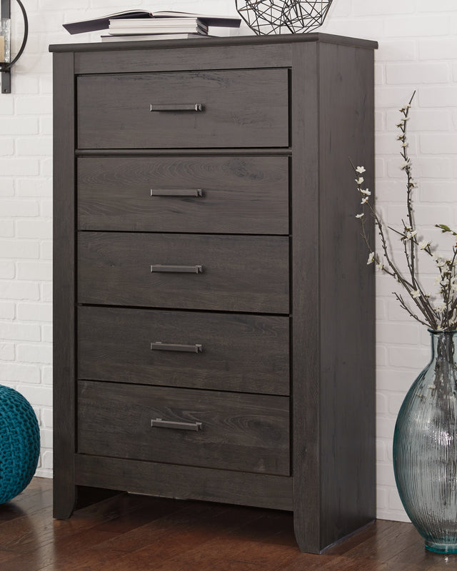 Furniture City Slidell - Ashley Furniture - Brinxton Bedroom - Five Drawer Chest / Charcoal - B249-46