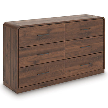 Furniture City Slidell - Ashley Furniture - Fortlorn Bedroom - Five Drawer Chest / Walnut Brown - PCB386-46
