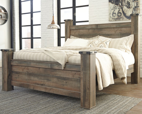 Furniture City Slidell - Ashley Furniture - Trinell Bedroom - King Poster Bed / Brown - B446B45