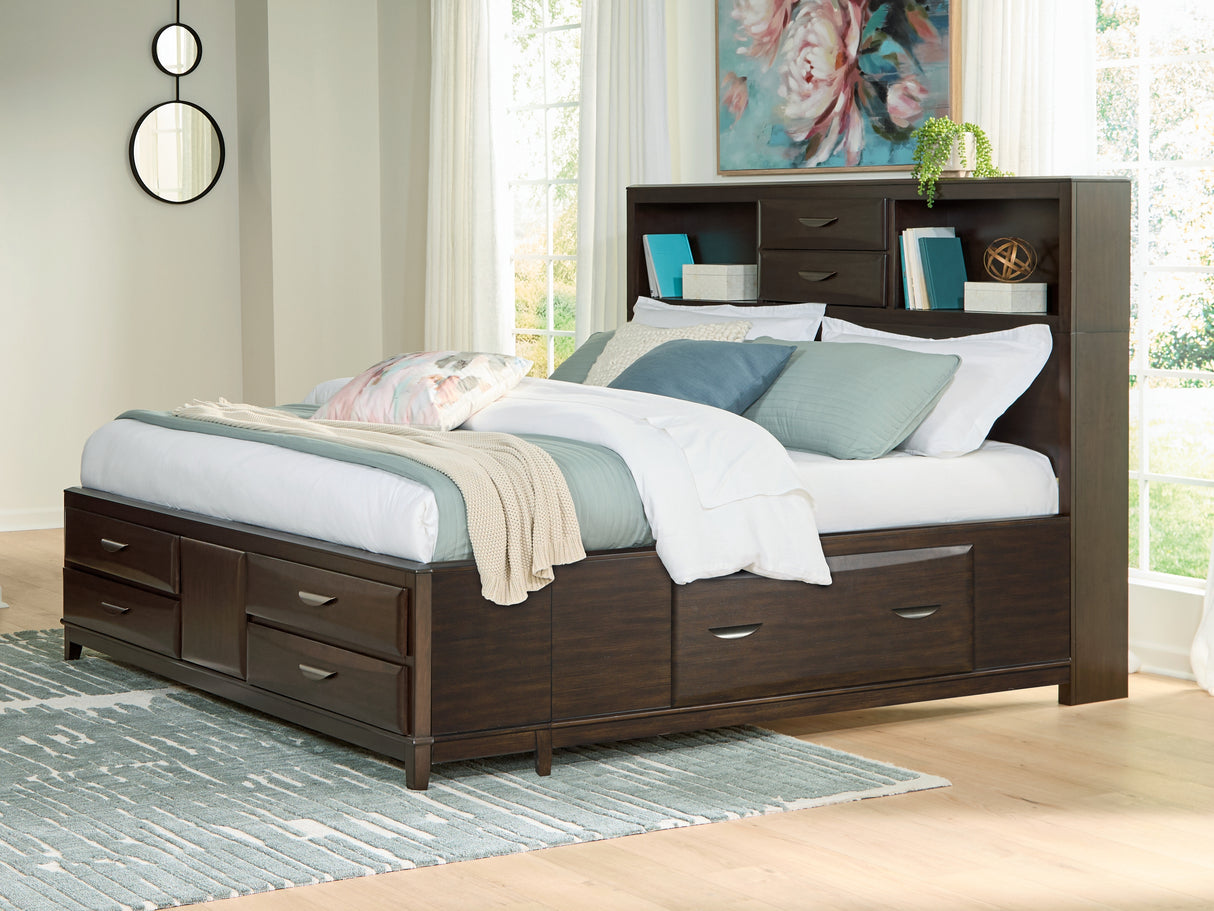 Furniture City Slidell - Ashley Furniture - Vanmore Bedroom - California King Storage Bed / Dark Brown - B479B7