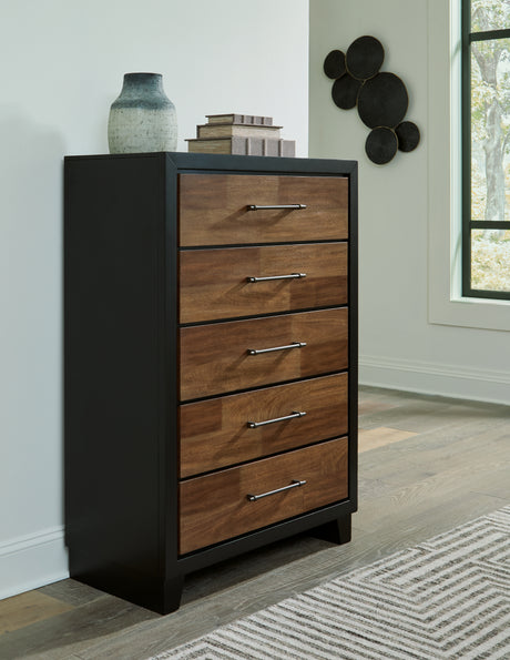Furniture City Slidell - Ashley Furniture - Kraeburn Bedroom - Queen Panel Storage Bed / Brown/Black - B496B6