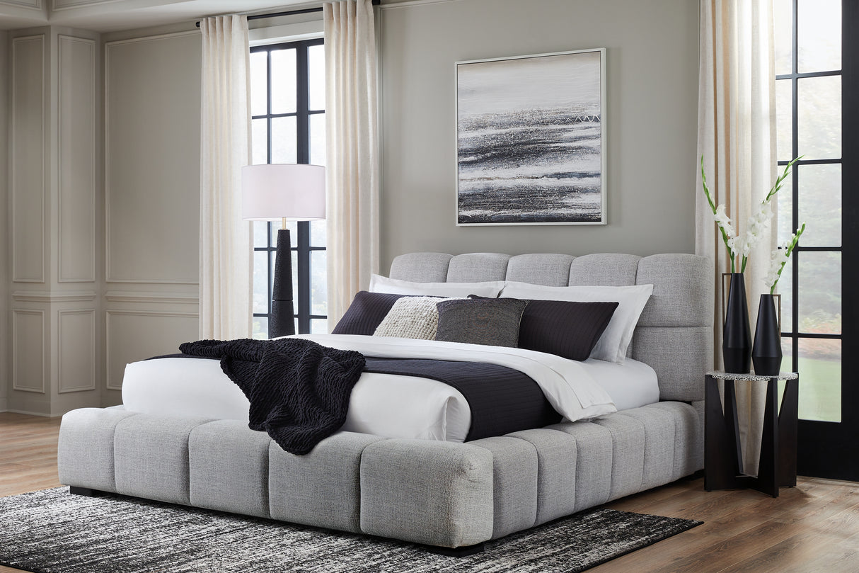 Furniture City Slidell - Ashley Furniture - Grendusk Bedroom - Queen Upholstered Bed / Light Gray - PCB584B1