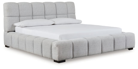 Furniture City Slidell - Ashley Furniture - Grendusk Bedroom - California King Upholstered Bed / Light Gray - PCB584B3
