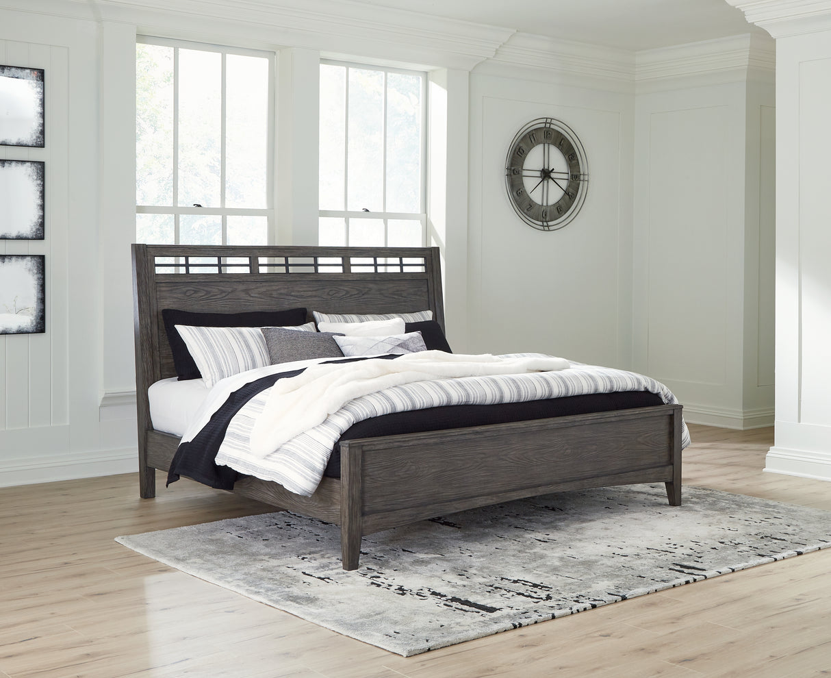Furniture City Slidell - Ashley Furniture - Montillan Bedroom - King Panel Bed / Grayish Brown - B651B4