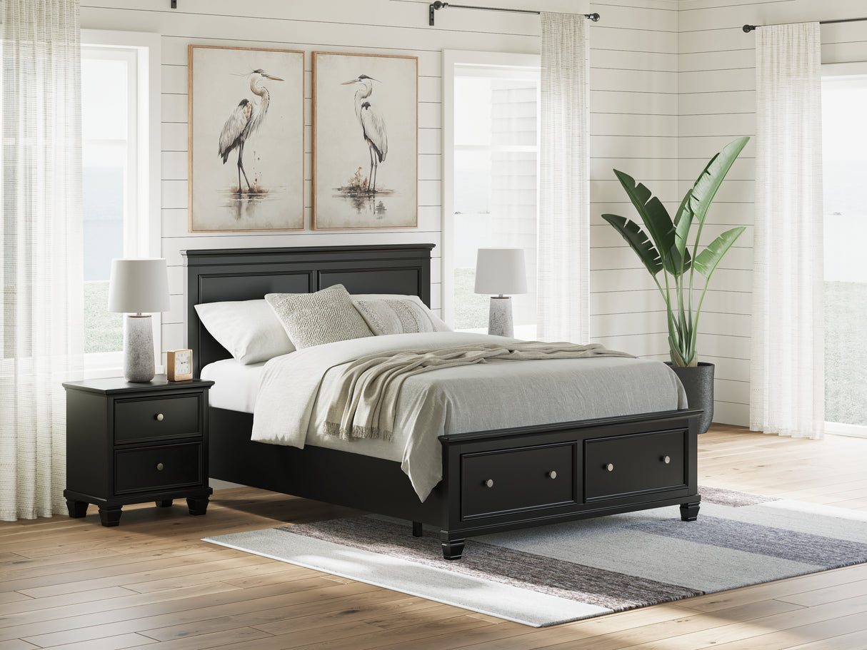 Furniture City Slidell - Ashley Furniture - Lanolee Bedroom - Queen Panel Storage Bed / Black - B687B17
