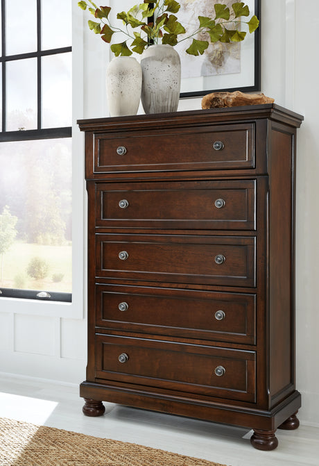 Furniture City Slidell - Ashley Furniture - Porter Bedroom - Chest / Rustic Brown - B697-46