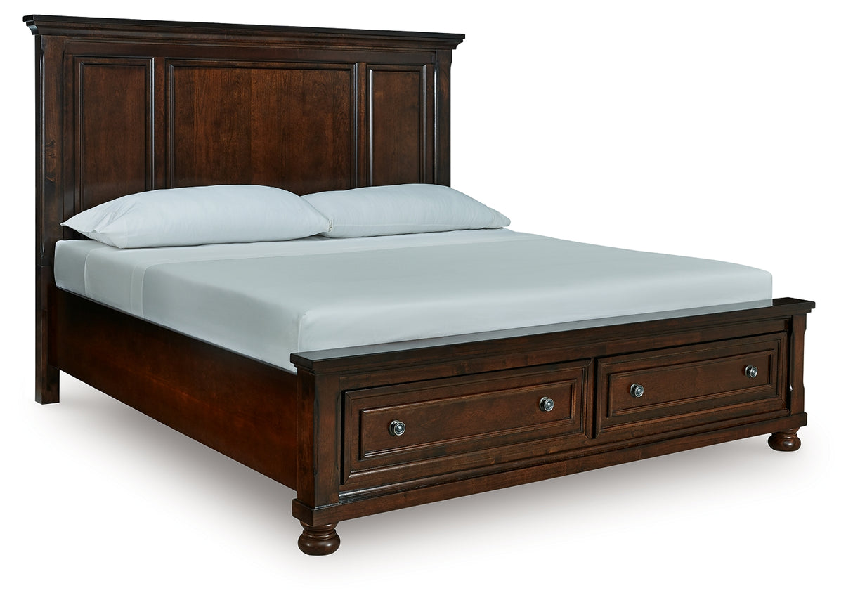 Furniture City Slidell - Ashley Furniture - Porter Bedroom - King Panel Storage Bed / Rustic Brown - B697B44