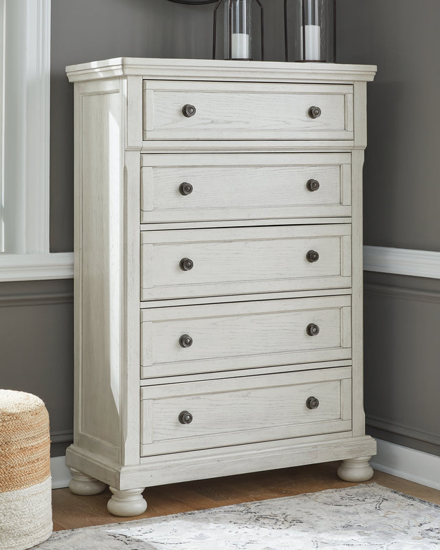 Furniture City Slidell - Ashley Furniture - Robbinsdale Bedroom - Five Drawer Chest / Antique White - B742-46