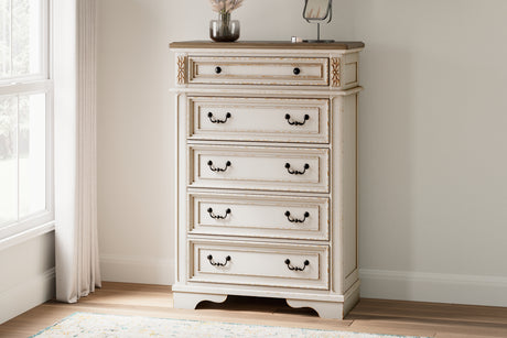 Furniture City Slidell - Ashley Furniture - Realyn Bedroom - Five Drawer Chest / Two-tone - B743-46